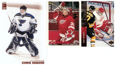 3 x Mv CHRIS OSGOOD Red Wings, St. Louis Blues