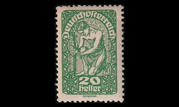 Itävalta 264y ** Käyttösarja 20 H patsas harm.pap (1919)
