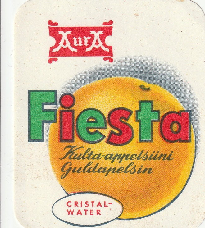 VANHA JUOMAETIKETTI - FIESTA KULTA APPELSIINI (K11-S52)
