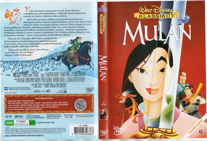 Mulan (Walt Disney)	(83 692)	k	-FI-	DVD	suomik.			1998	(k8)