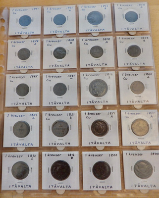 20 Kolikkoa Itävalta 1 kreuzer 1800 - 1891