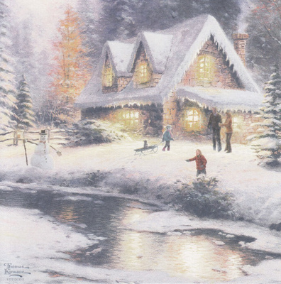 Thomas Kinkade: Talvinen piha (isokok.taittokortti)