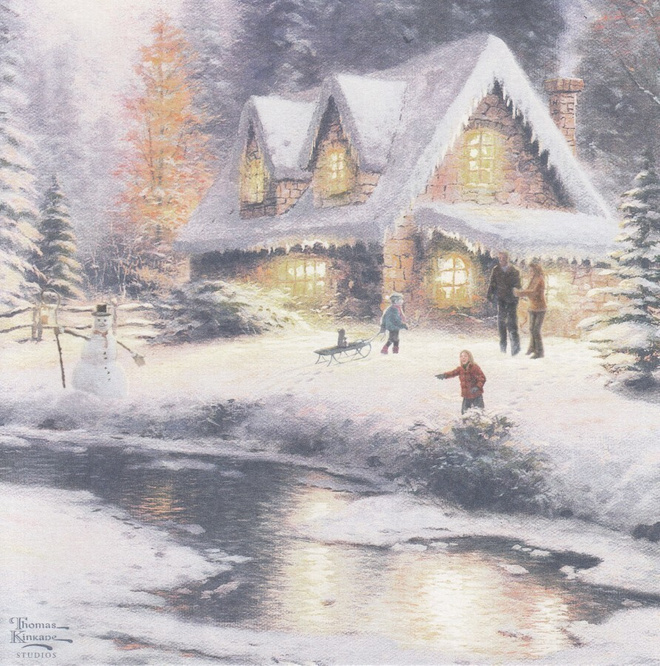 Thomas Kinkade: Talvinen piha (isokok.taittokortti)