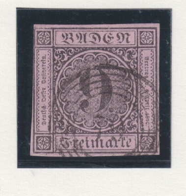 Saksa vanhat valtiot Baden 1851 Mi 4B
