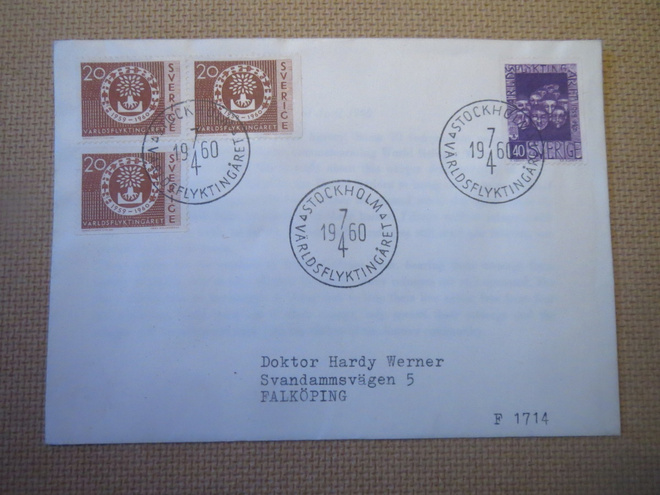 FDC Ruotsi 1960: maailman pakolaisvuosi