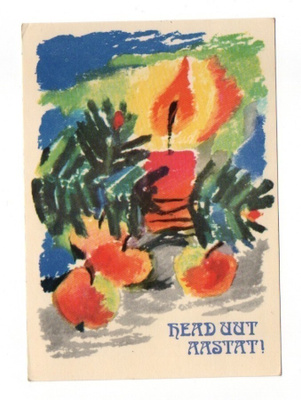 Kynttilä, omenat (piirettu kortti) (4S)