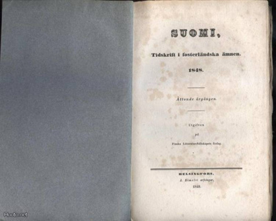 Suomi Tidskrift i fosterländska ämnen 8.vsk 1848  nid.1849