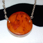 Vintage hopea kaulakoru Meripihka Amber riipus 925 - pikkukuva 2