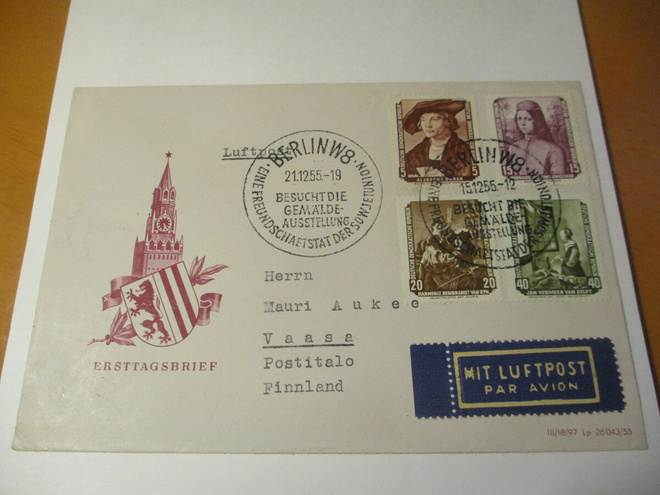 1955 DDR lentopostikuori Suomeen