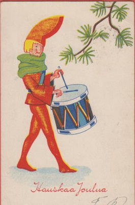 Tonttu soittaa rumpua
