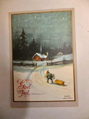 VANHA Pieni Postikortti Jenny Nyström 1924 Joulu