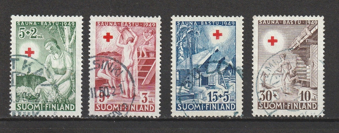 1949 PunaisenRistin merkkisarja leimattuna