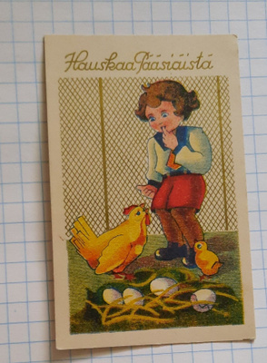 Wanha 11x7cm, Tyttö ihmettelee? ,nyrkkiposti