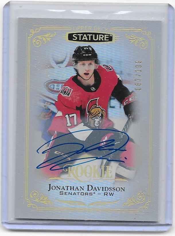 19-20 UD Autograph #180 Jonathan Davidsson Ottawa Ässät RC