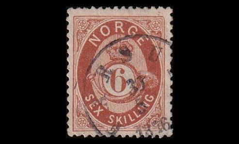 Norja 20 o Postitorvi 6 skilling 30.5.76 (1872)