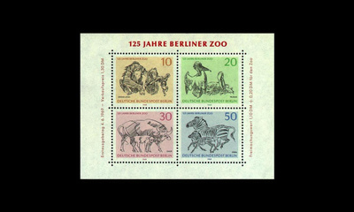 Berlin 338-41BL2 ** Eläinpuisto 125v blokki (1969)