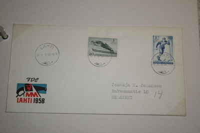 FDC kuori 1.2.1958 hiihdon mm-kilpailut
