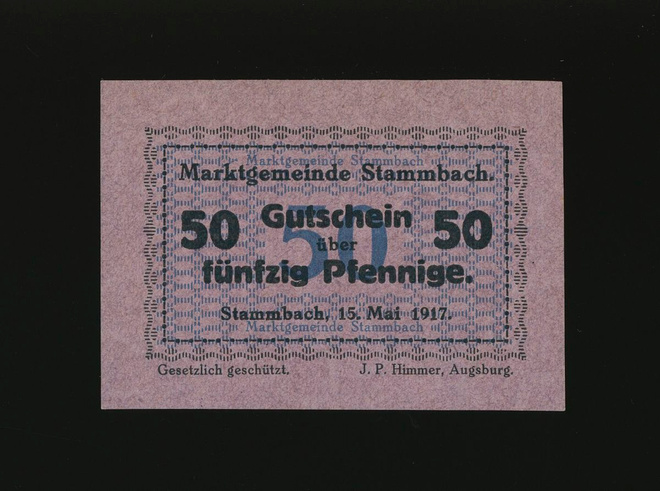 Saksa Notgeld 50 Pfennig, Stammbach 15.5.1917