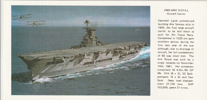 LAIVAKORTTI - LENTOTUKIALUS - HMS ARK ROYAL