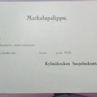 Kylmäkoski Suojeluskunta Matkalippu ALE! - pikkukuva 1