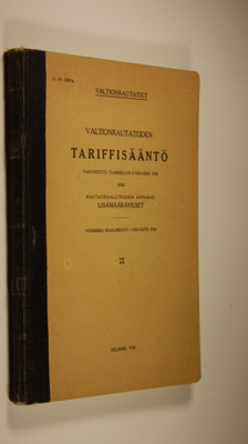 Valtionrautateiden tariffisääntö vahvistettu tammikuun 8....