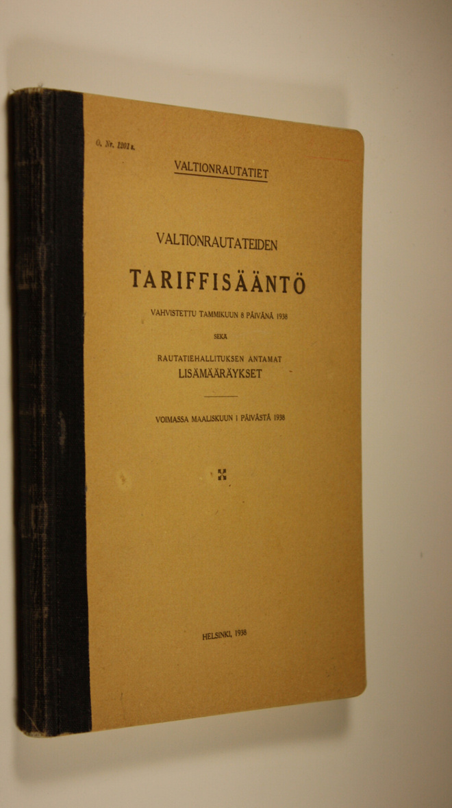 Valtionrautateiden tariffisääntö vahvistettu tammikuun 8....