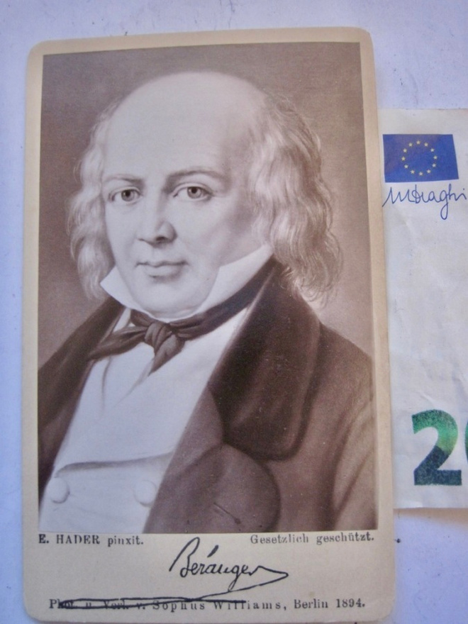 VANHA CDV Valokuva Runoilija P.-J. Beranger Ranska 1894