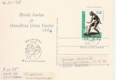 ERIKOISLEIMA , Filatelian suurtapahtuma, Helsinki 4.11.1995