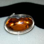 Vintage hopea meripihka amber rintakoru solki 925 - pikkukuva 5