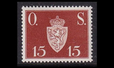 Norja 63 ** Virkamerkki 15 öre (1951)