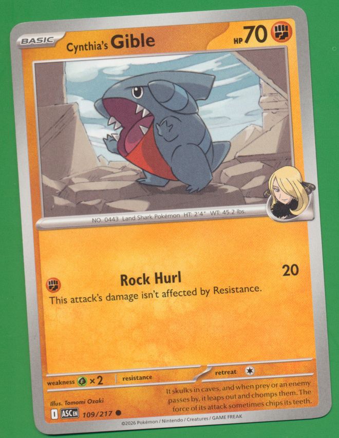 Pokémon Cynthia's Gible (ASC 109)