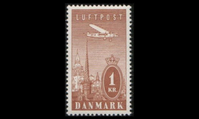 Tanska 221 ** Lentoposti 1 kr (1934)