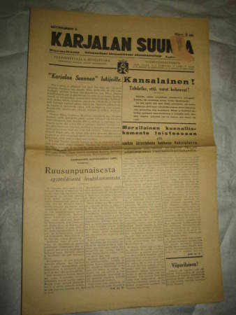 Sanomalehti: Karjalan Suunta (näytenumero) 29.11.1933 (IKL)