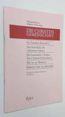 Die Christen-Gemeinschaft 8/1991 : Monatsschrift zur reli...