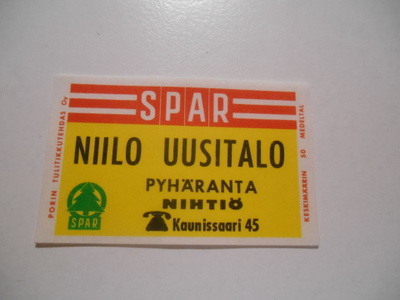 TT Etiketti SPAR Niilo Uusitalo Pyhäranta Nihtiö