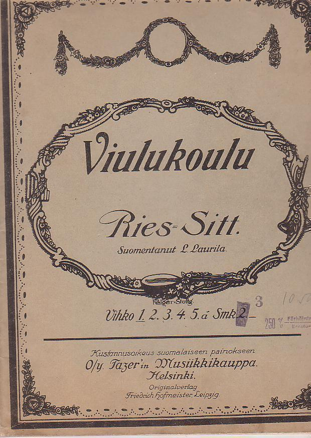 Viulukoulu, Oy. Fazer, 1920 lukua, sivuja 42.