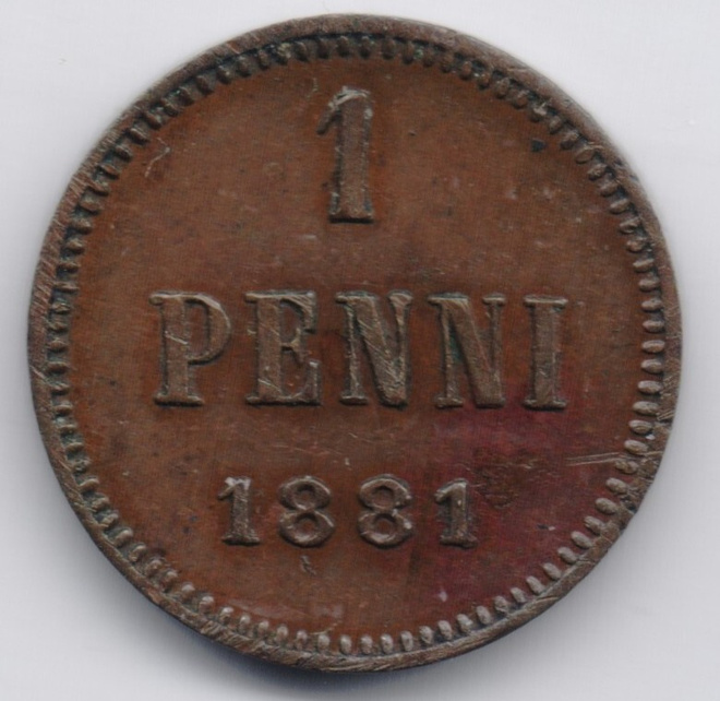 1881 1 penni kl6