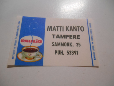 TT Etiketti Paulig Matti Kanto Tampere