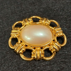 vintage solki rintakoru rintaneula kuluttua Gold Tone Caboch - pikkukuva 2