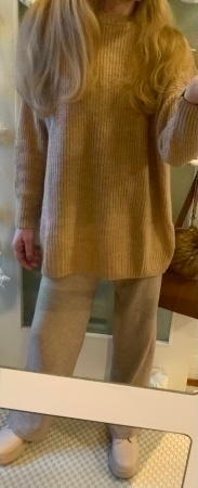 Upea beige meleerattu oversize neulemekko neule tunika S/ M