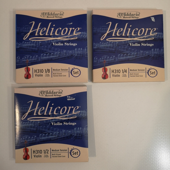 Helicore viulunkielisarjat 1/8, 1/4 ja 1/2 kokoa