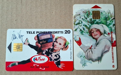 Puhelinkortit naiset Mila Kajas ja "tonttu"
