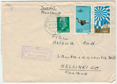 DDR Mi 1195 ym lentokirje Suomeen
