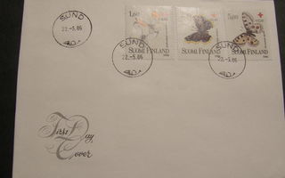 1986 PunaRisti sarja + Kekkonen FDC-t  SUND (Åland) leimalla
