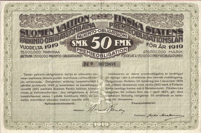 OKK 1919 Suomen valtion Palkinto-Obligaatiolaina