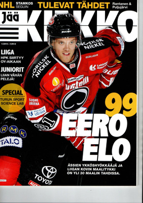 Jää KIEKKO n:o 1 2015 Maalitykki EERO ELO, Ässät. 8 sivua.