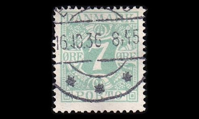 Tanska PORTO_12 o 7 öre tasainen tausta (1921)