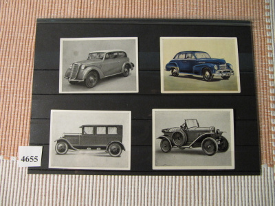 Keräilykortteja 4 kpl vanhoja autoja.1924-1951.