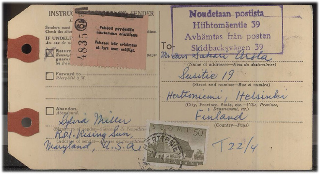 1957 50 (mk) Lammi tullausmaksuna ulk.pak.kortti
