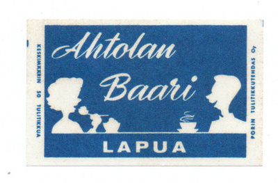 Porin Tulitikkutehdas. AHTOLAN BAARI. Lapua Etiketti